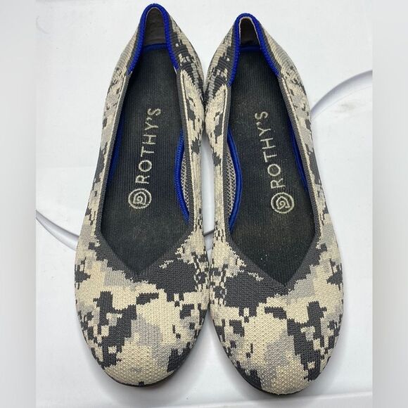Limited edition Retired Rothy's Ash Gray Camo Flats Size 7.5 - Picture 1 of 4